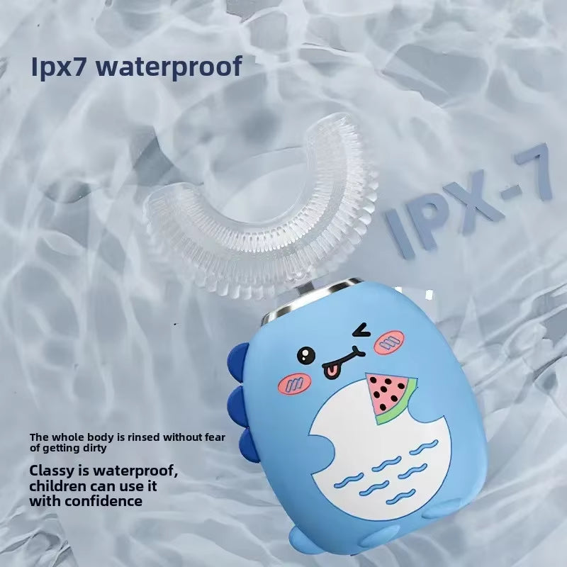 Children U-Shaped Electric Toothbrush 360 Degrees Smart Cartoon Kids Silicone Toothbrush Automatic Rechargeable Sonic Toothbrush