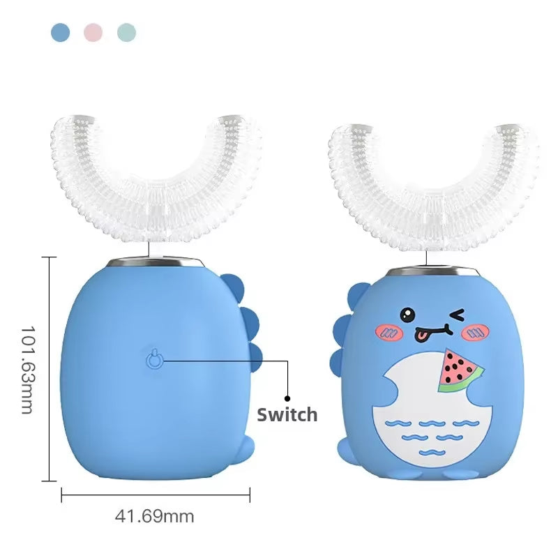 Children U-Shaped Electric Toothbrush 360 Degrees Smart Cartoon Kids Silicone Toothbrush Automatic Rechargeable Sonic Toothbrush